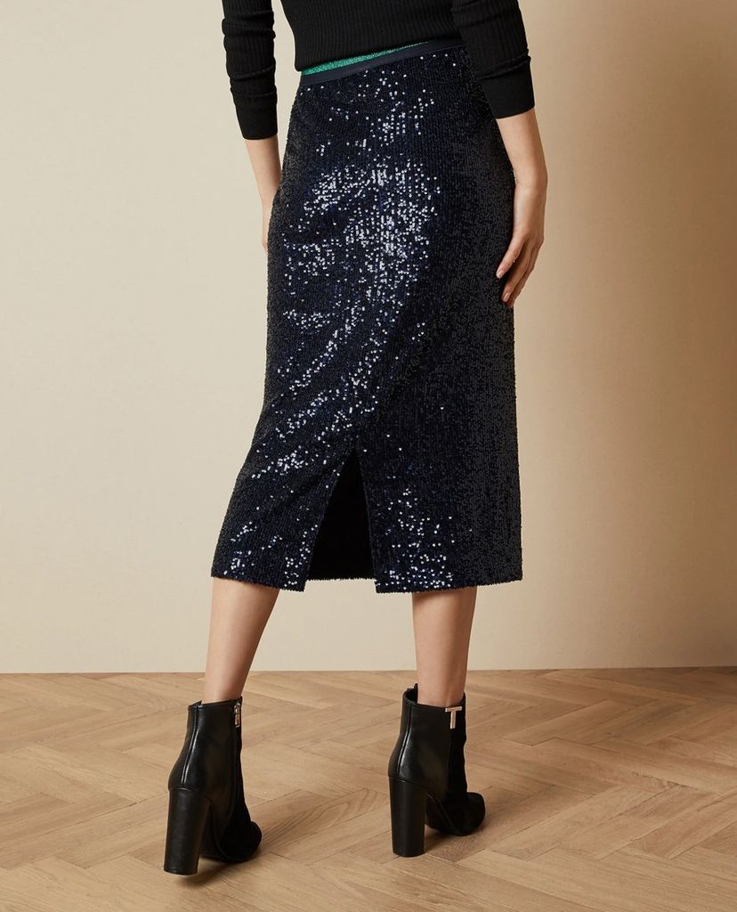 TED BAKER - Chân váy midi lấp lánh Sequin