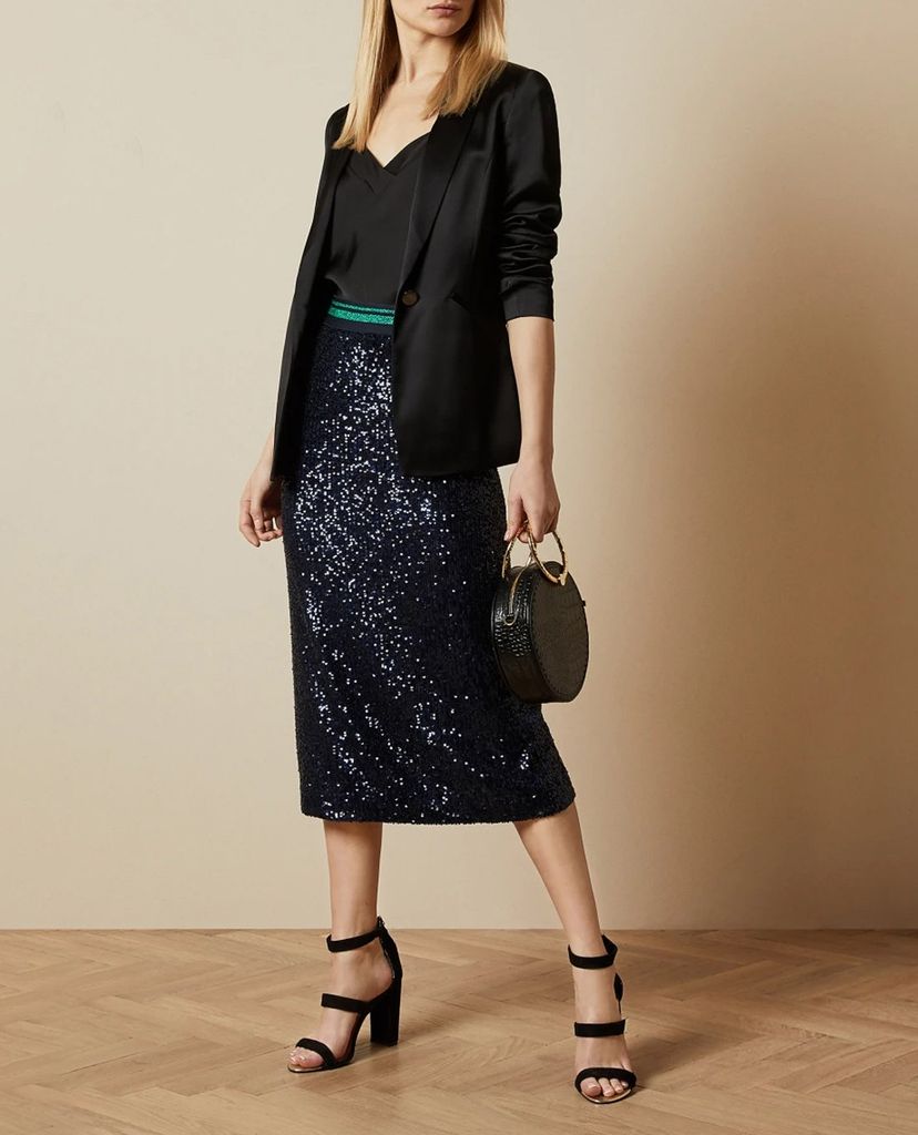TED BAKER - Chân váy midi lấp lánh Sequin