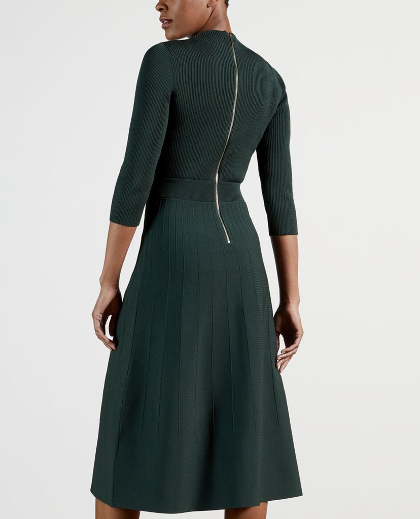 TED BAKER - Đầm midi tay dài cổ trụ High Neck Knitted