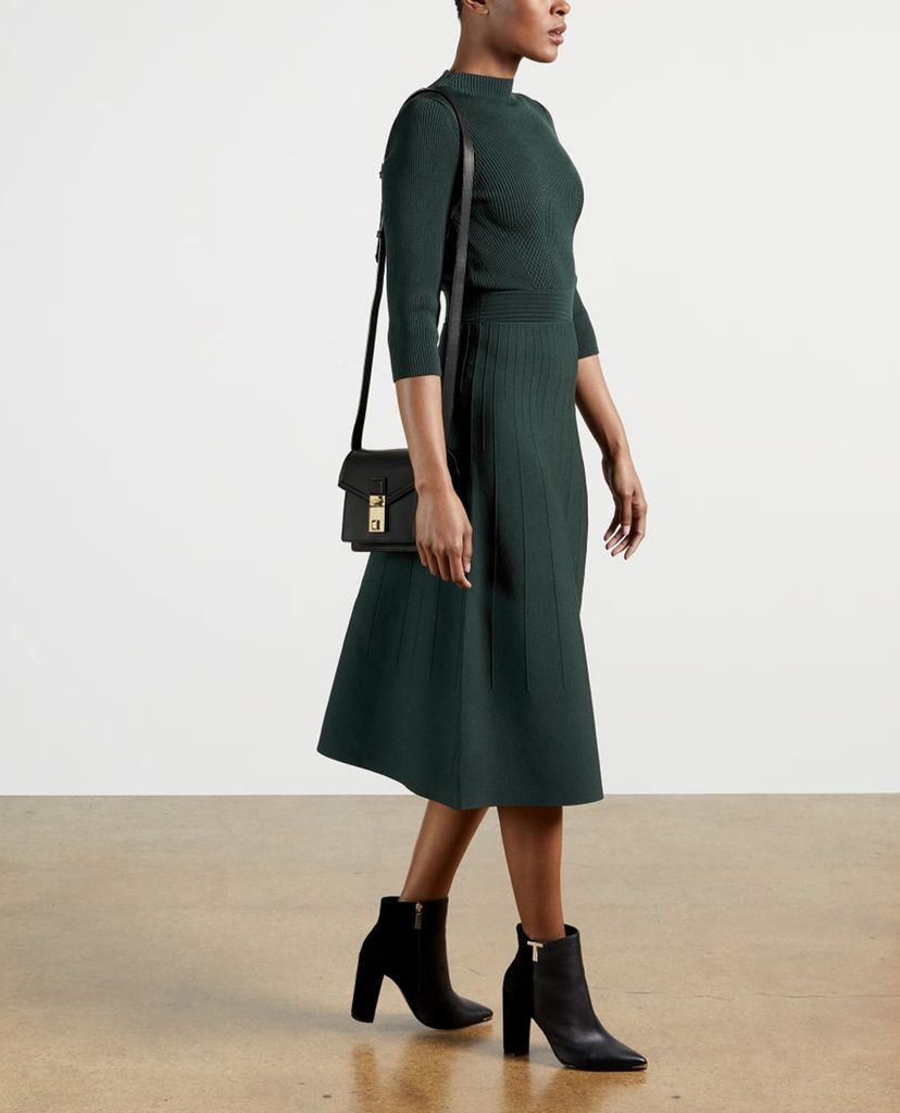 TED BAKER - Đầm midi tay dài cổ trụ High Neck Knitted