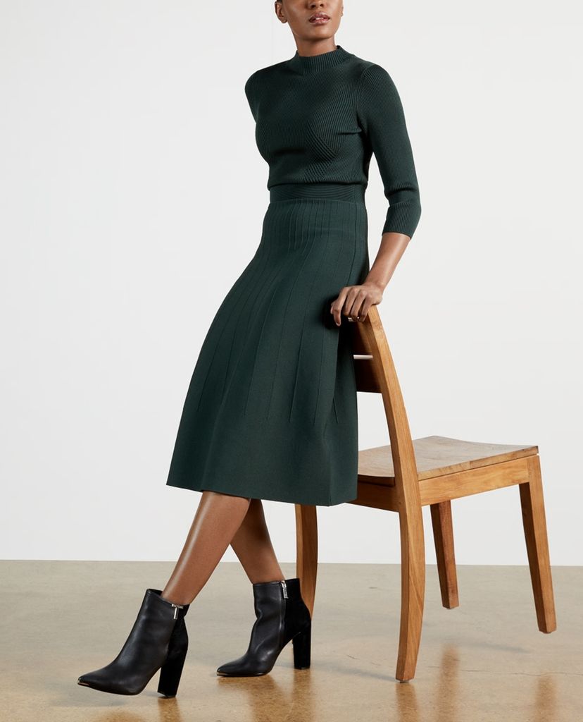 TED BAKER - Đầm midi tay dài cổ trụ High Neck Knitted