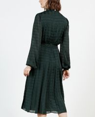 TED BAKER - Đầm midi tay dài cổ tròn Satin Pleated