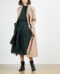 TED BAKER - Đầm midi tay dài cổ tròn Satin Pleated
