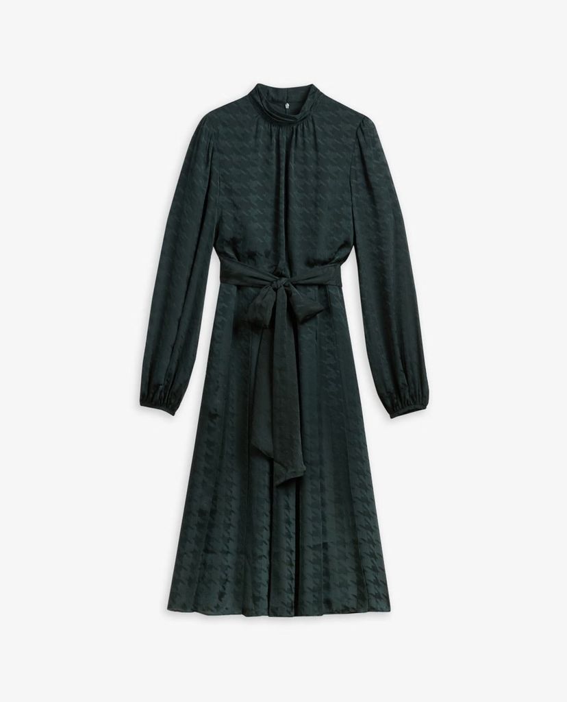 TED BAKER - Đầm midi tay dài cổ tròn Satin Pleated