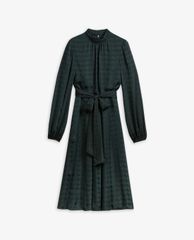 TED BAKER - Đầm midi tay dài cổ tròn Satin Pleated