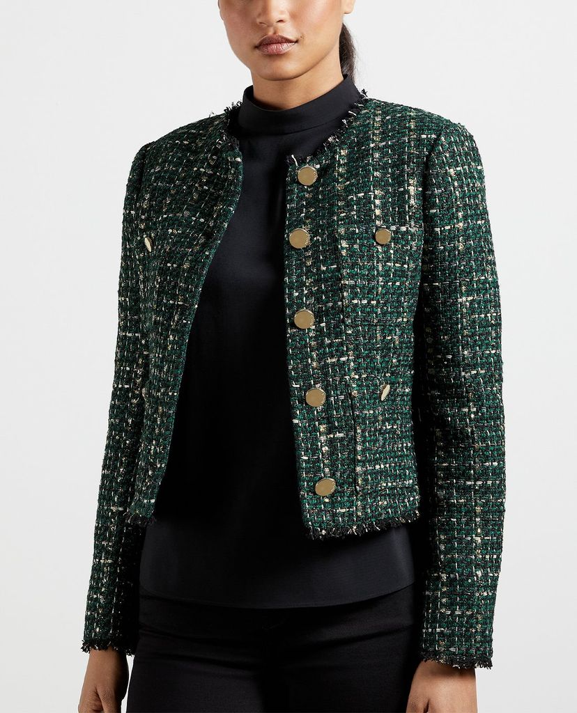 TED BAKER - Áo khoác kiểu nữ cổ tròn tay dài phối nút Errina