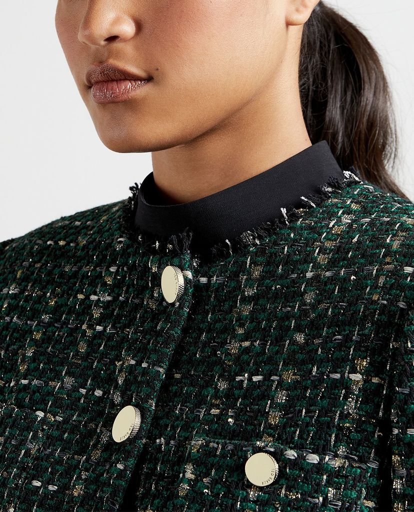 TED BAKER - Áo khoác kiểu nữ cổ tròn tay dài phối nút Errina