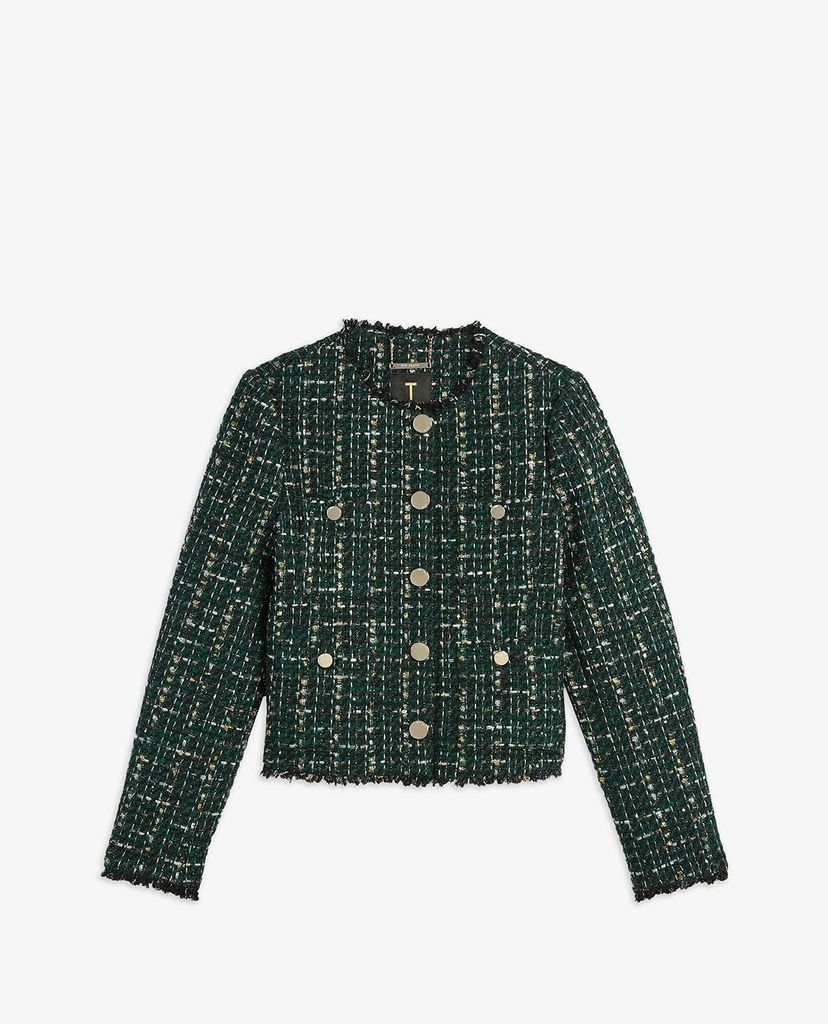 TED BAKER - Áo khoác kiểu nữ cổ tròn tay dài phối nút Errina
