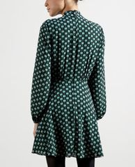 TED BAKER - Đầm mini cổ tròn tay dài Rocoo Printed