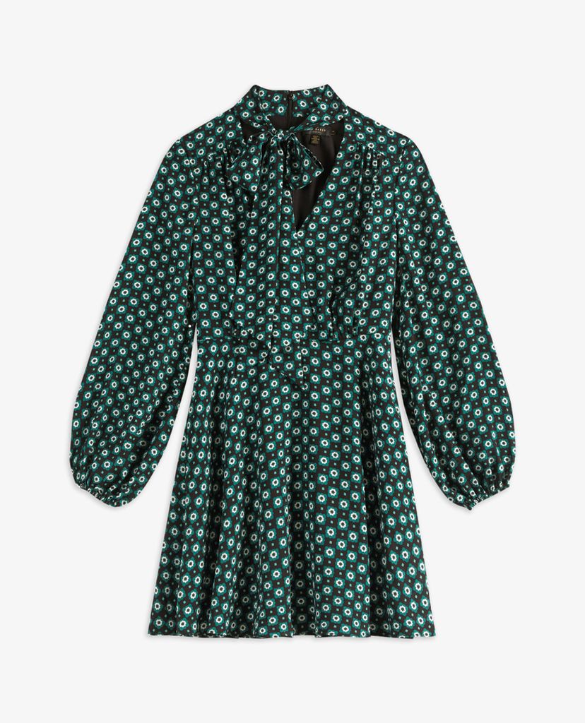 TED BAKER - Đầm mini cổ tròn tay dài Rocoo Printed