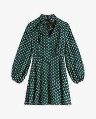TED BAKER - Đầm mini cổ tròn tay dài Rocoo Printed
