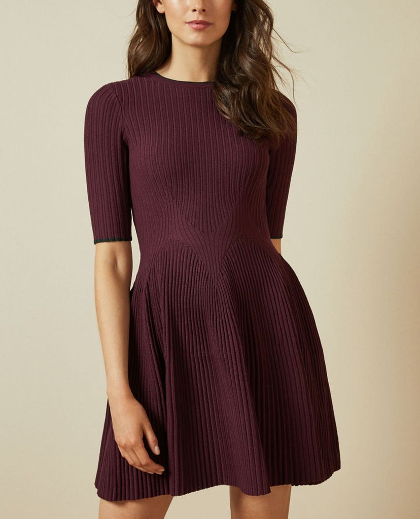 TED BAKER - Đầm mini tay lửng Purple Renyina