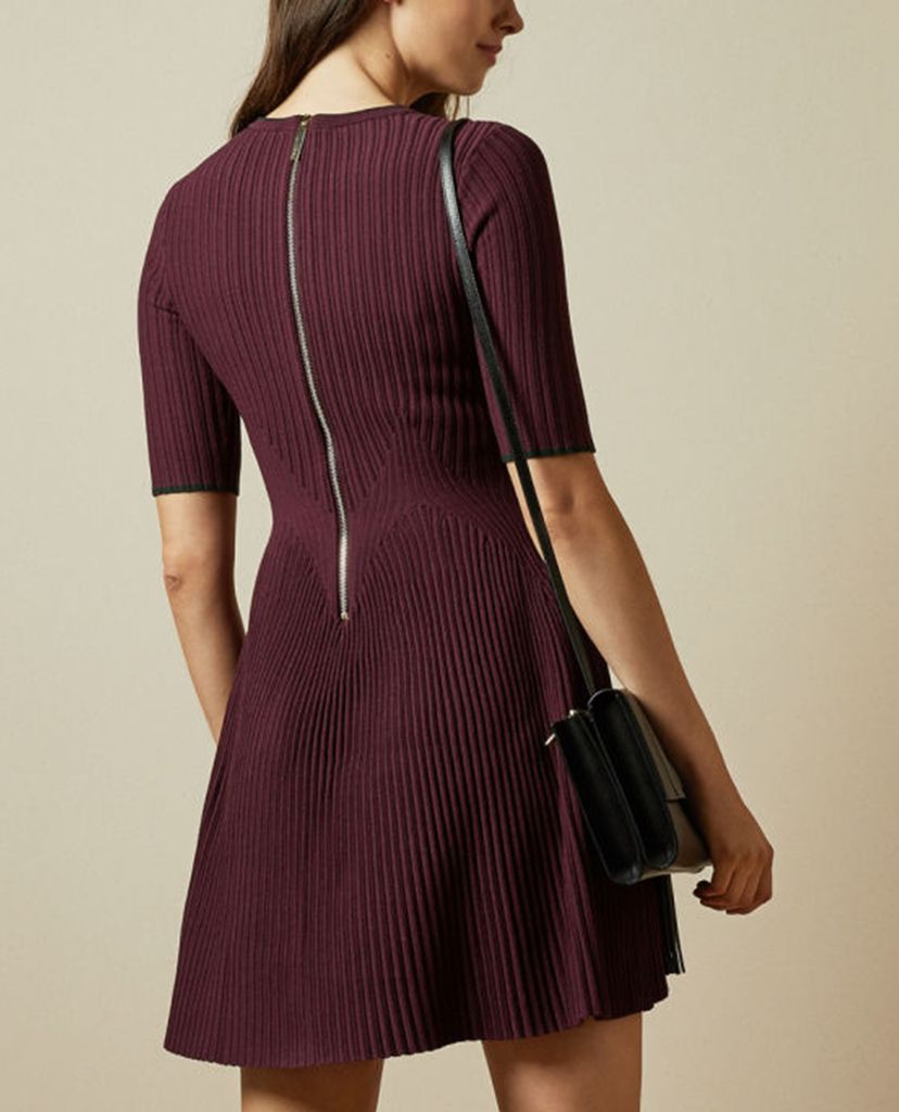 TED BAKER - Đầm mini tay lửng Purple Renyina