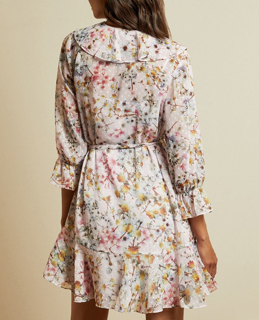 TED BAKER - Đầm mini cổ V phối bèo Gracye