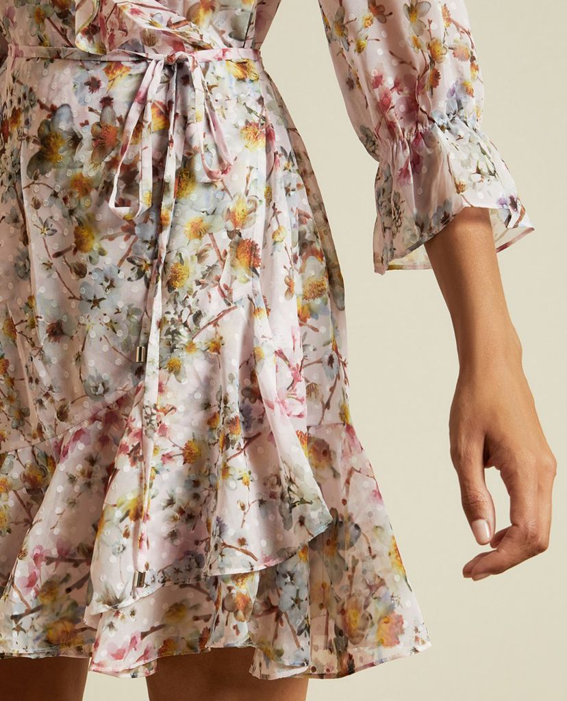 TED BAKER - Đầm mini cổ V phối bèo Gracye