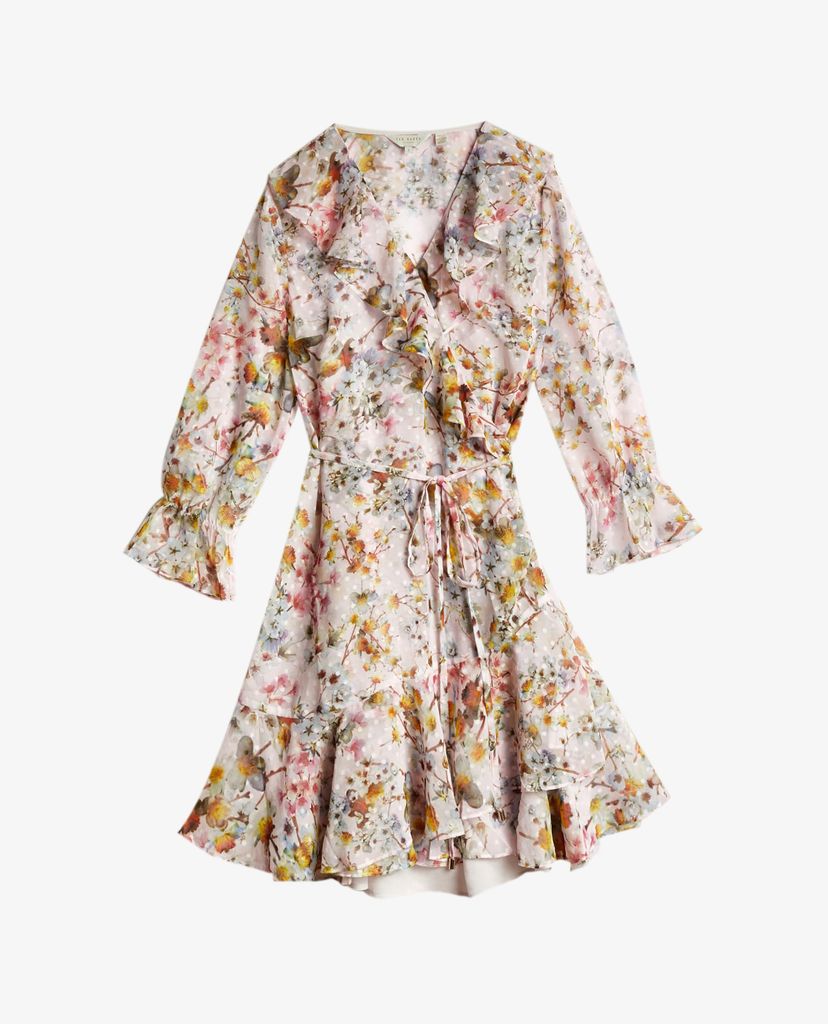 TED BAKER - Đầm mini cổ V phối bèo Gracye