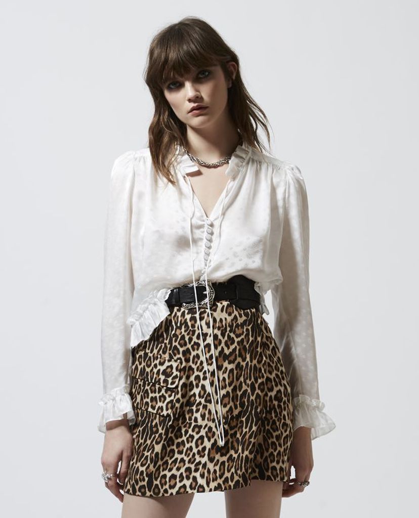 THE KOOPLES - Áo sơ mi nữ tay dài cổ nhún bèo Frills