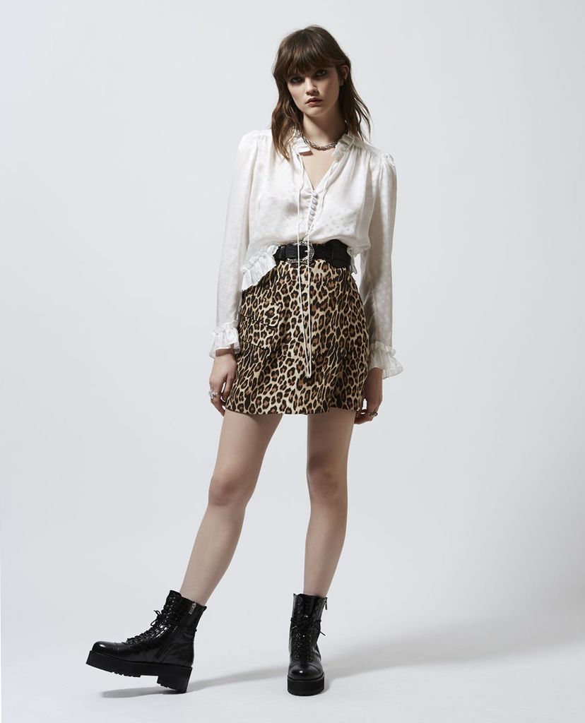 THE KOOPLES - Áo sơ mi nữ tay dài cổ nhún bèo Frills