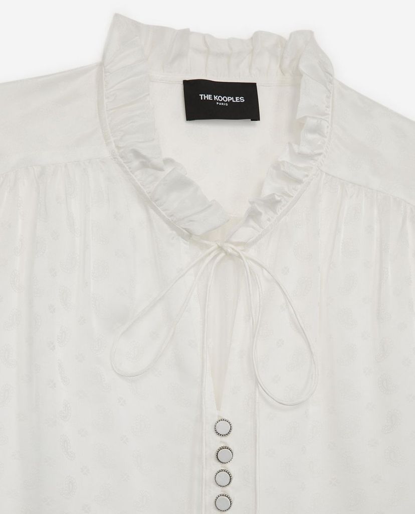 THE KOOPLES - Áo sơ mi nữ tay dài cổ nhún bèo Frills