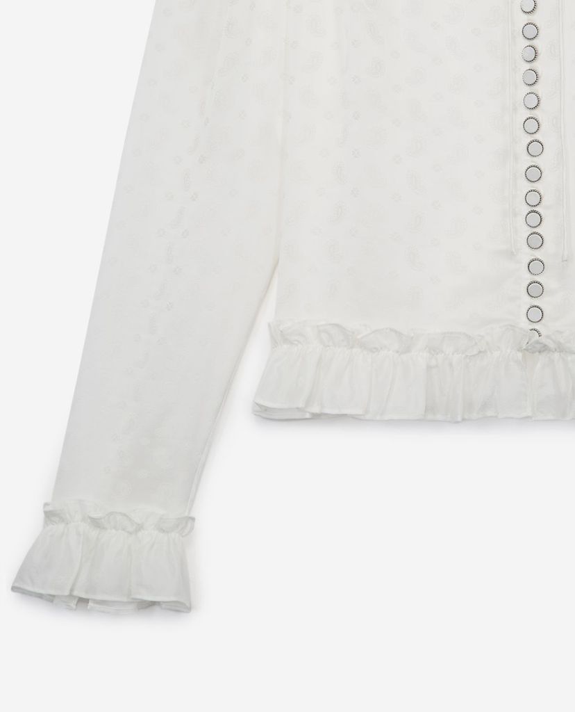 THE KOOPLES - Áo sơ mi nữ tay dài cổ nhún bèo Frills