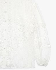 THE KOOPLES - Áo sơ mi nữ cổ trụ tay dài Straight Cotton Lace