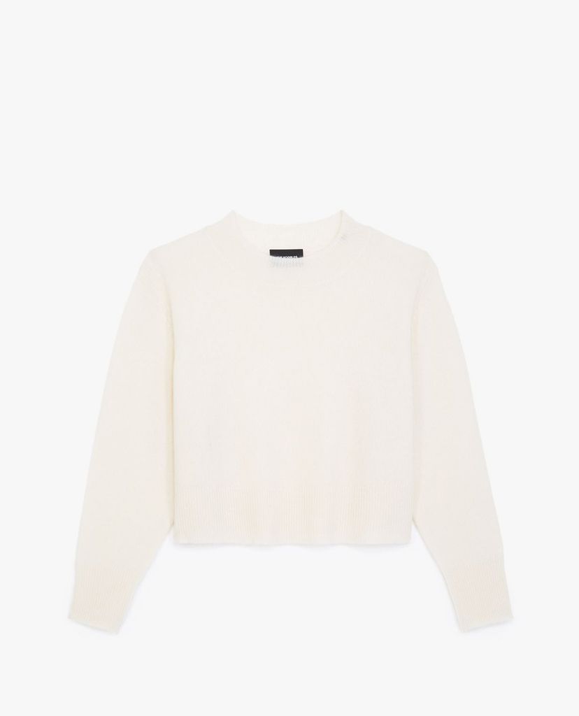 THE KOOPLES - Áo sweater nữ cổ tròn tay dài Plain Ecru Cashmere