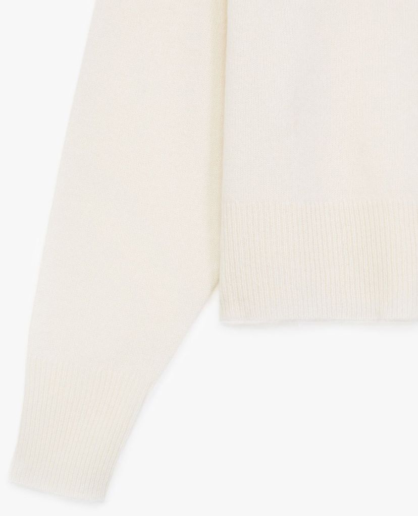 THE KOOPLES - Áo sweater nữ cổ tròn tay dài Plain Ecru Cashmere