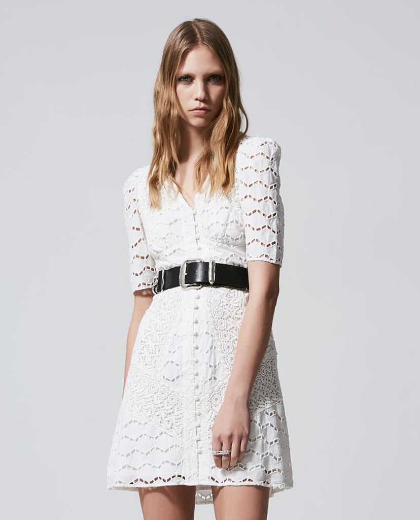 THE KOOPLES - Đầm mini cổ V tay lở Short Buttoned