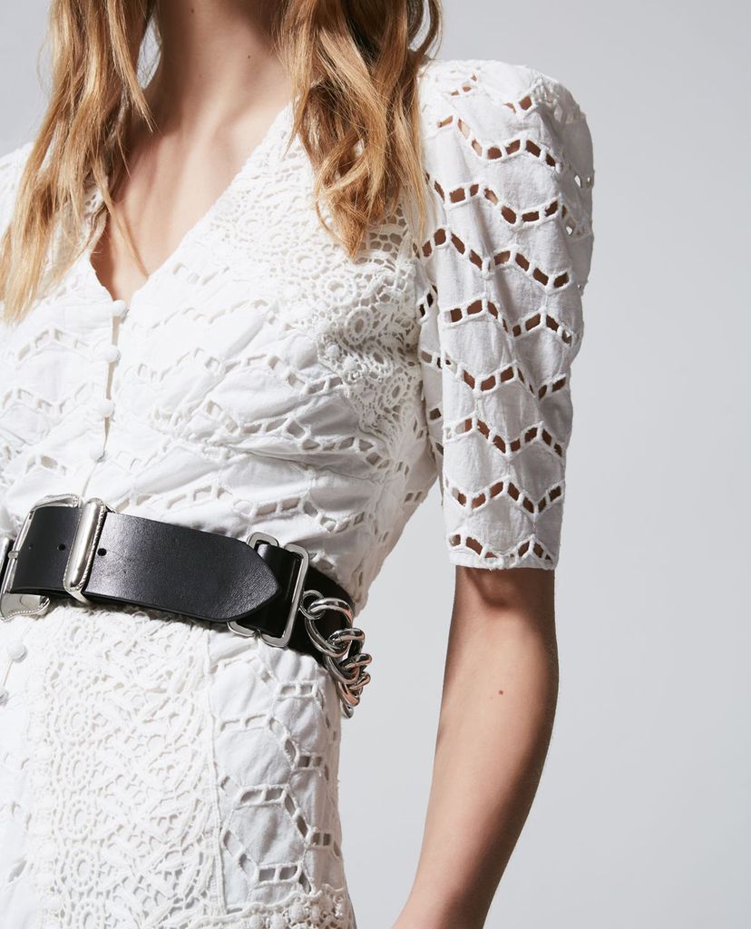 THE KOOPLES - Đầm mini cổ V tay lở Short Buttoned