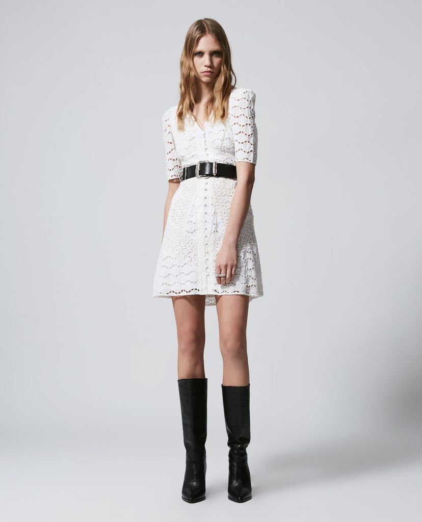 THE KOOPLES - Đầm mini cổ V tay lở Short Buttoned
