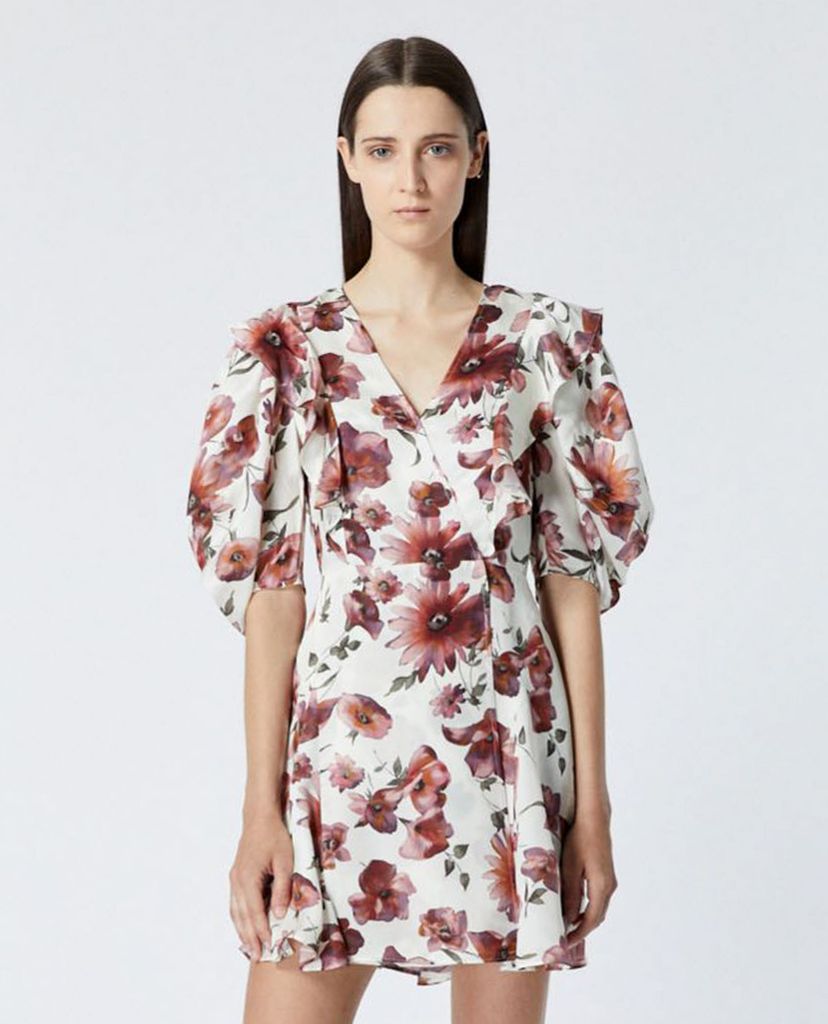 THE KOOPLES - Đầm mini tay phồng cổ V Floral Print