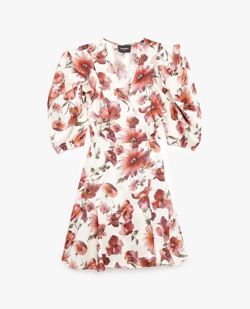 THE KOOPLES - Đầm mini tay phồng cổ V Floral Print