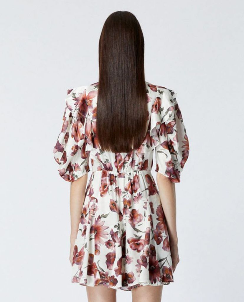 THE KOOPLES - Đầm mini tay phồng cổ V Floral Print