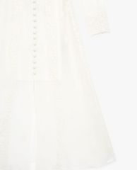 THE KOOPLES - Đầm midi cổ V tay dài White Embroidered