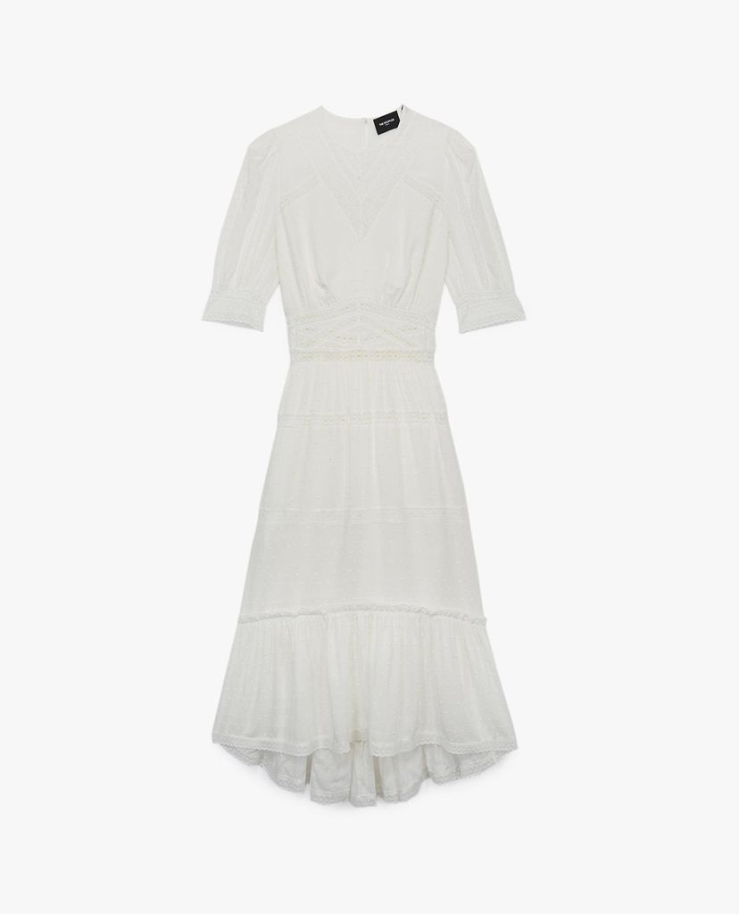 THE KOOPLES - Đầm midi cổ V tay dài Button Embroidered