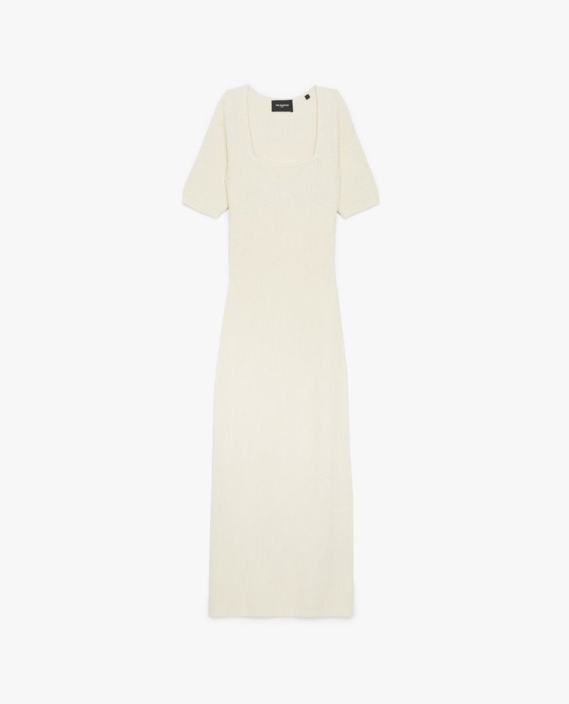 THE KOOPLES - Đầm midi cổ vuông ngắn tay phom ôm thời trang