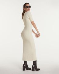 THE KOOPLES - Đầm midi cổ vuông ngắn tay phom ôm thời trang