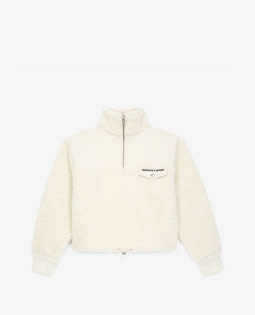 THE KOOPLES - Áo sweatshirt nữ cổ cao Sheepskin Style Ecru