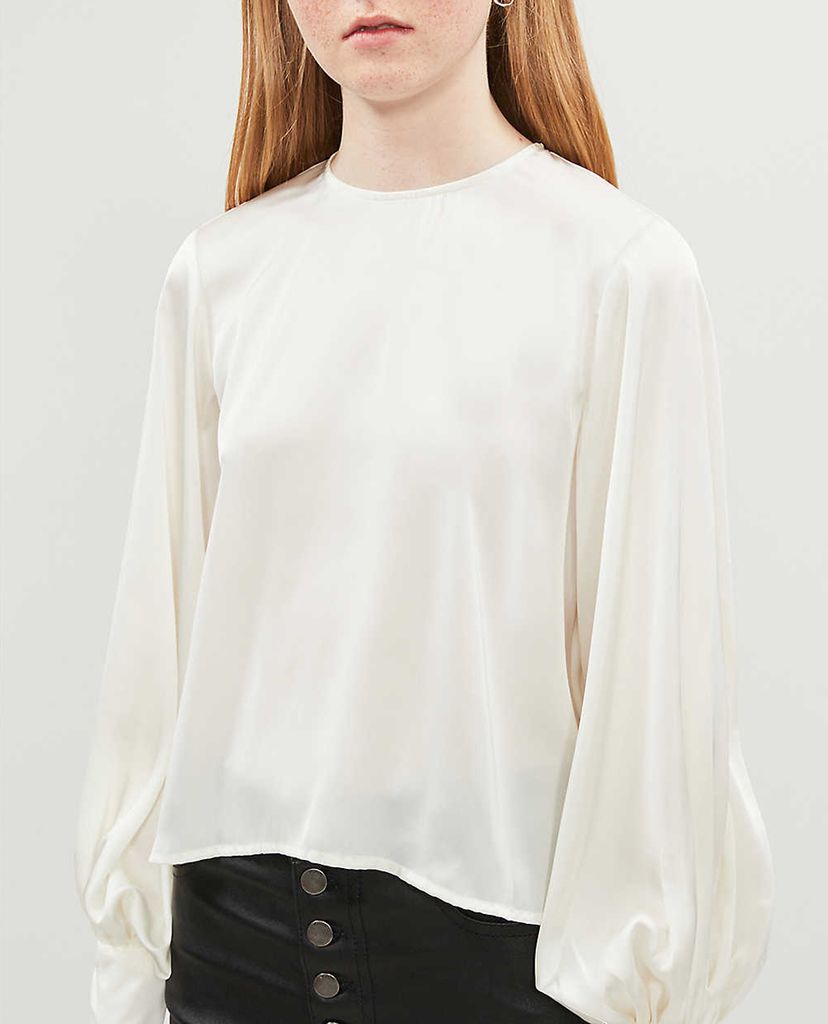 THE KOOPLES - Áo kiểu nữ cổ tròn Full White
