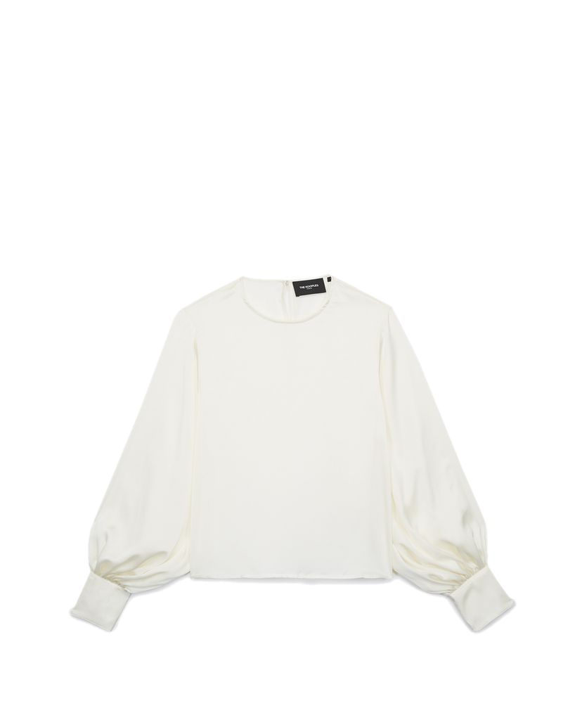 THE KOOPLES - Áo kiểu nữ cổ tròn Full White
