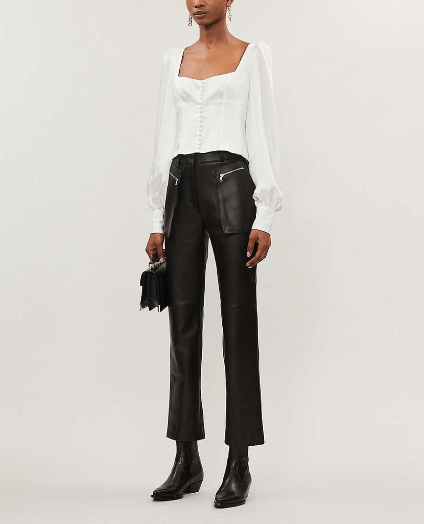 THE KOOPLES - Áo croptop nữ tay dài Full White