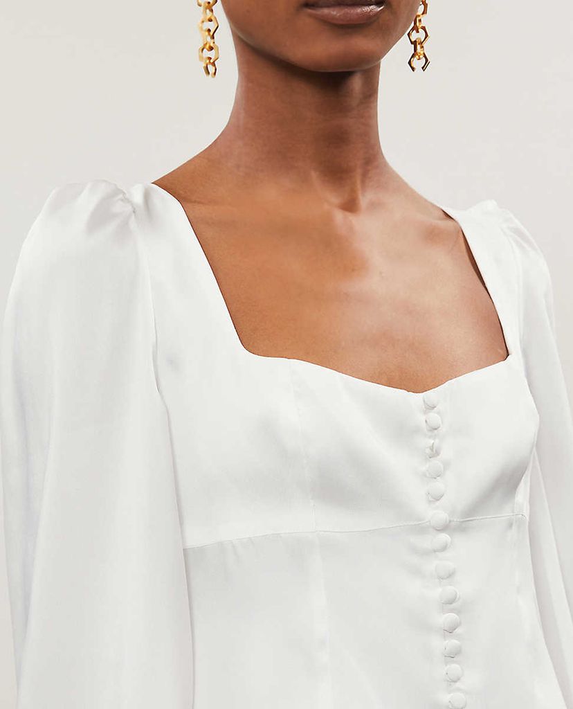 THE KOOPLES - Áo croptop nữ tay dài Full White