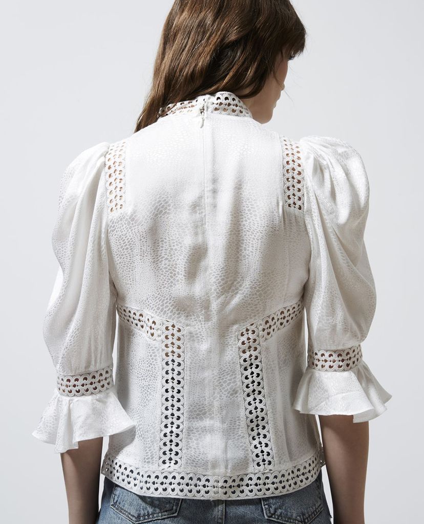 THE KOOPLES - Áo kiểu nữ cổ cao Jacquard