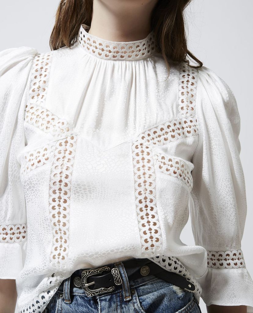 THE KOOPLES - Áo kiểu nữ cổ cao Jacquard