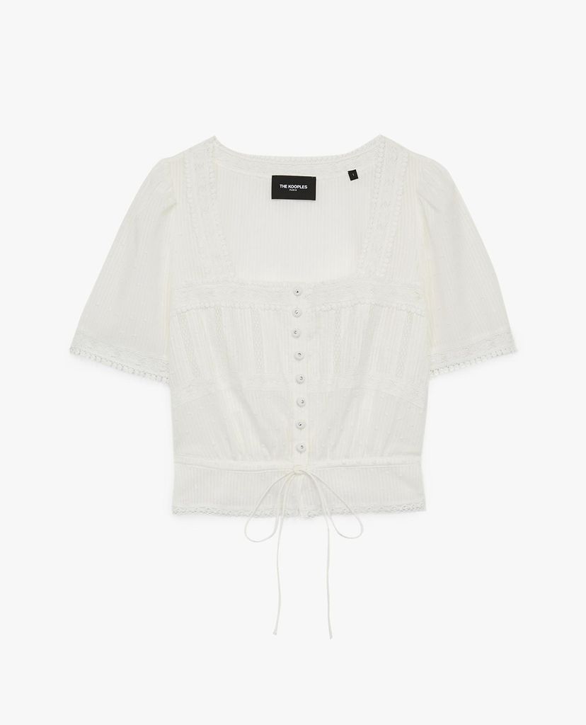 THE KOOPLES - Áo kiểu nữ cổ vuông tay ngắn hiện đại