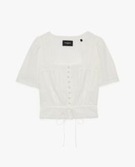 THE KOOPLES - Áo kiểu nữ cổ vuông tay ngắn hiện đại