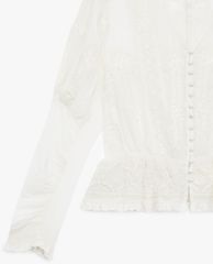 THE KOOPLES - Áo kiểu nữ tay dài cổ V Black Embroidered V Neck