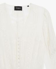 THE KOOPLES - Áo kiểu nữ tay dài cổ V Black Embroidered V Neck