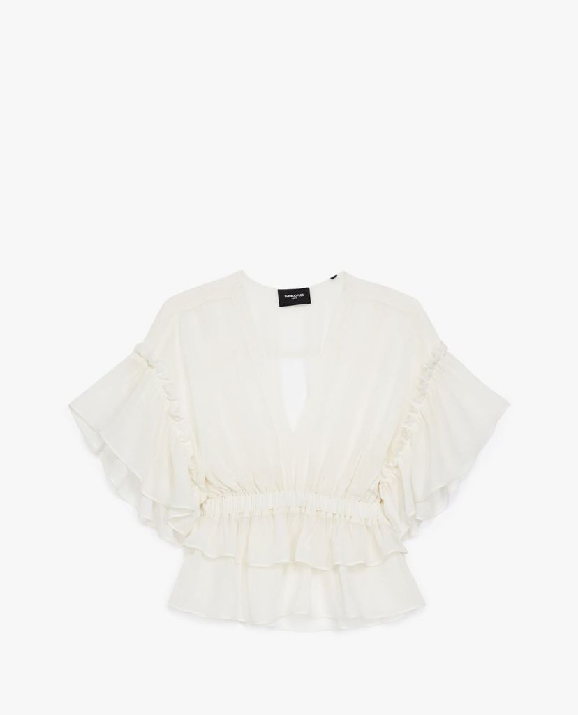 THE KOOPLES - Áo kiểu nữ cổ V phối bèo nữ tính