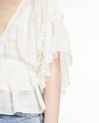 THE KOOPLES - Áo kiểu nữ cổ V phối bèo nữ tính